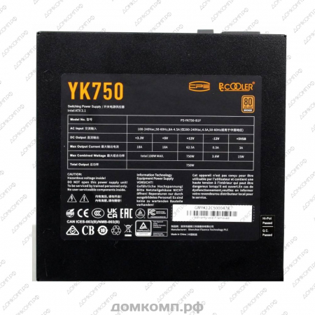Блок питания 750 Вт PCCooler YK750 недорого. домкомп.рф